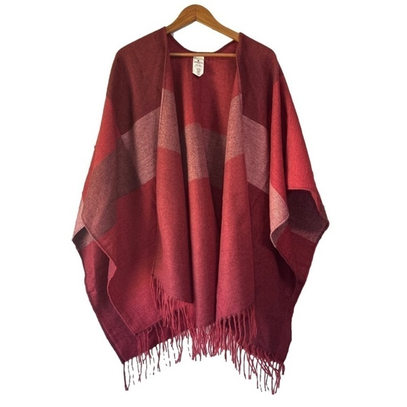 Woolrich red burgundy one size blanket wrap soft sweater shawl - Picture 2 of 4